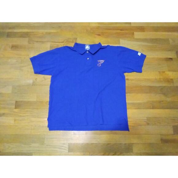 Vintage St Louis Blues Polo Shirt Starter NHL Blue Men's Large Preppy Casual - Picture 8 of 8